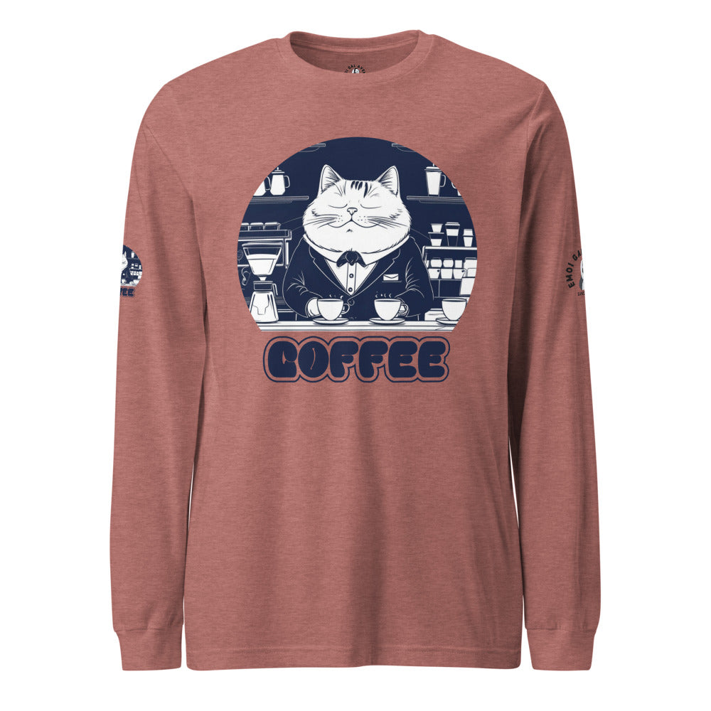 CAT BUTLER COFFEE GRAPHIC TEE | Unisex Long Sleeve Tee | Emoi Gal Avenue