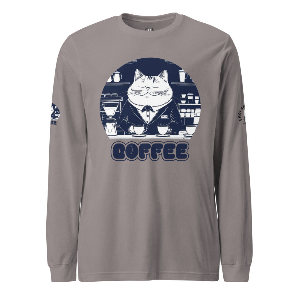 CAT BUTLER COFFEE GRAPHIC TEE | Unisex Long Sleeve Tee | Emoi Gal Avenue
