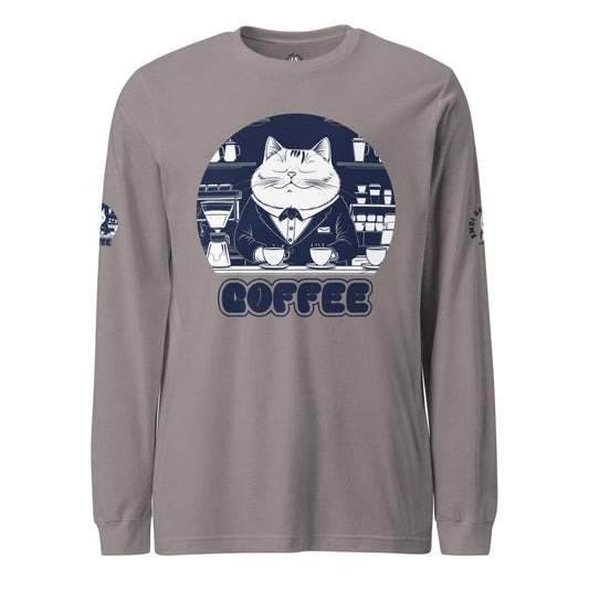 CAT BUTLER COFFEE GRAPHIC TEE | Unisex Long Sleeve Tee | Emoi Gal Avenue
